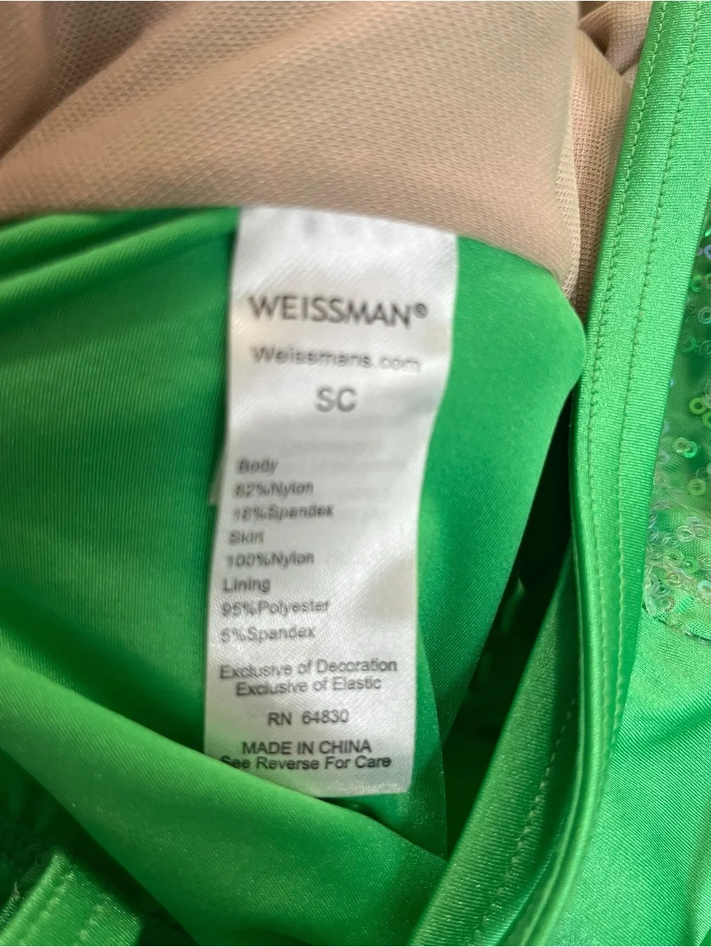 Weissman Girl’s Emerald Green Sequin Tulle Pageant Halloween Dance Costume Sz S
